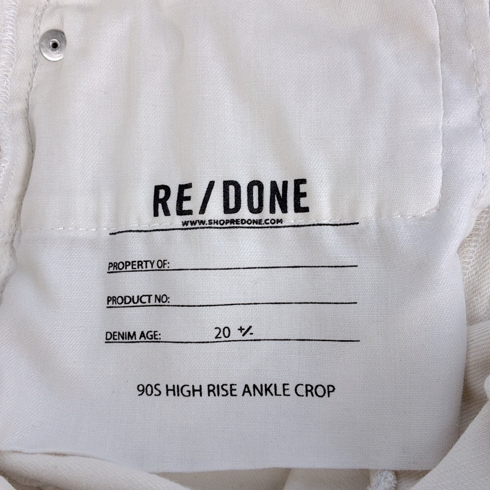 RE/DONE 90s High Rise Ankle Crop Jean Vintage White Button-Fly Slim Levis 26 - Picture 14 of 15